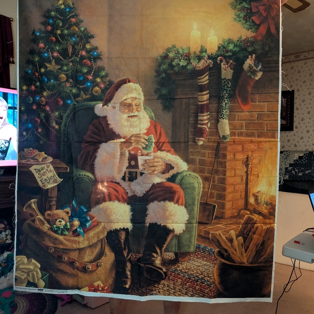 Festive Santa Holiday quilt panel